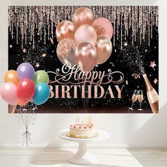 Layoris Elegant Rose Gold Happy Birthday Backdrop For Women