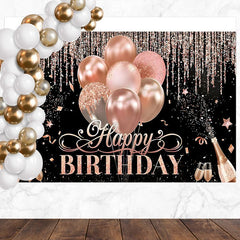 Layoris Elegant Rose Gold Happy Birthday Backdrop For Women