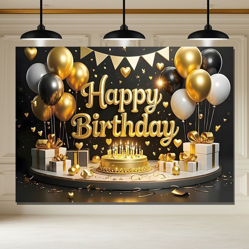Layoris Cake Balloons Grand Happy Birthday Backdrop