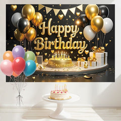 Layoris Cake Balloons Grand Happy Birthday Backdrop