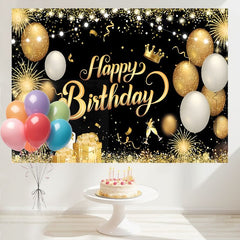 Layoris Dazzling Golden Balloon Birthday Backdrop For Ladies