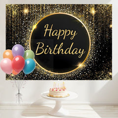 Layoris Gold Birthday Backdrop For Men Women Party Decoration