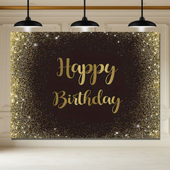 Layoris Black Gold Happy Birthday Backdrop Adults Man Boy