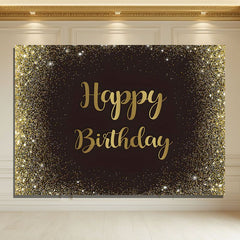Layoris Black Gold Happy Birthday Backdrop Adults Man Boy