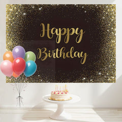 Layoris Black Gold Happy Birthday Backdrop Adults Man Boy