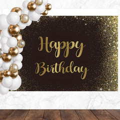 Layoris Black Gold Happy Birthday Backdrop Adults Man Boy