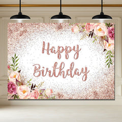Layoris Rose Gold Birthday Backdrop For Girls Women Happy Birthday Party