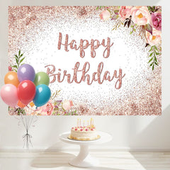 Layoris Rose Gold Birthday Backdrop For Girls Women Happy Birthday Party