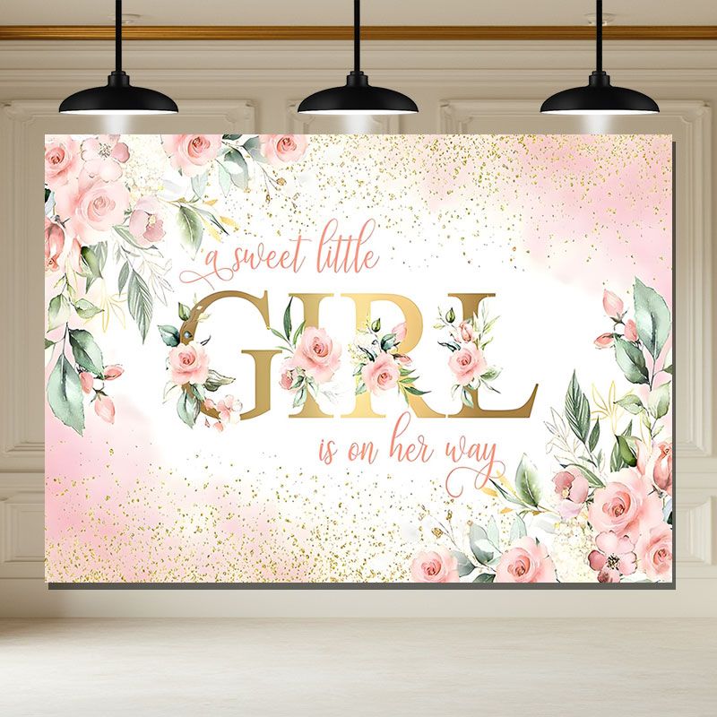 Layoris Sweet Little Girl Is On Her Way Baby Shower Backdrop