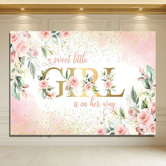 Layoris Sweet Little Girl Is On Her Way Baby Shower Backdrop