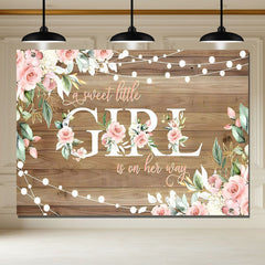 Layoris Pink Floral Rustic Girl Baby Shower Banner
