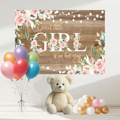 Layoris Pink Floral Rustic Girl Baby Shower Banner