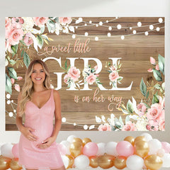 Layoris Pink Floral Rustic Girl Baby Shower Banner