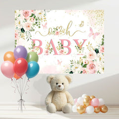 Layoris Oh Baby Butterfly Girl Baby Shower Backdrop