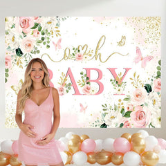 Layoris Oh Baby Butterfly Girl Baby Shower Backdrop
