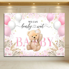 Layoris Pink Bear Baby Shower Backdrop We Can Bearly Wait Banner