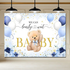 Layoris Blue Bear Baby Shower Backdrop We Can Bearly Wait Banner