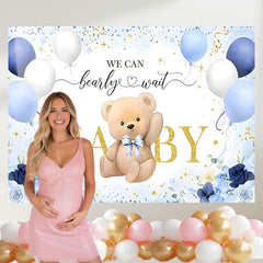 Layoris Blue Bear Baby Shower Backdrop We Can Bearly Wait Banner