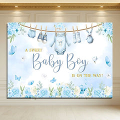 Layoris Blue Baby Shower Backdrop For Boy A Baby Boy Is On The Way