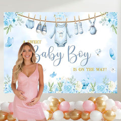 Layoris Blue Baby Shower Backdrop For Boy A Baby Boy Is On The Way