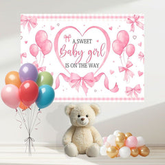 Layoris Pink Bow Baby Shower Banner Or Coquette Theme Party