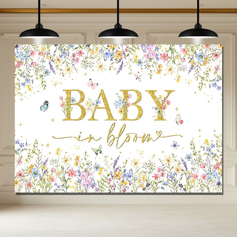 Layoris Baby In Bloom Backdrop Wildflower Baby Shower Banner