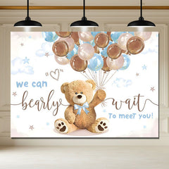 Layoris We Can Bearly Wait Brown Blue Balloons Baby Shower Banner