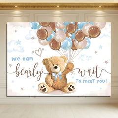 Layoris We Can Bearly Wait Brown Blue Balloons Baby Shower Banner