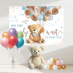 Layoris We Can Bearly Wait Brown Blue Balloons Baby Shower Banner