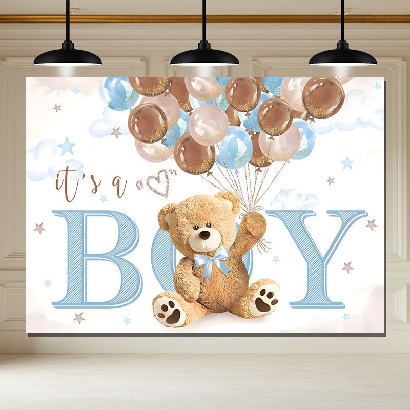 Layoris Its A Boy Brown Blue Balloons Baby Shower Banner