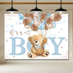 Layoris Its A Boy Brown Blue Balloons Baby Shower Banner