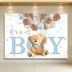 Layoris Its A Boy Brown Blue Balloons Baby Shower Banner