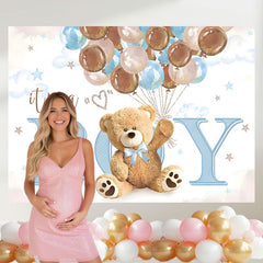 Layoris Its A Boy Brown Blue Balloons Baby Shower Banner