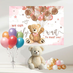 Layoris We Can Bearly Wait Bear Baby Shower Backdrop