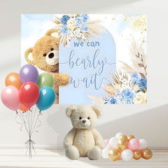Layoris Boys Bear Baby Shower We Can Bearly Wait Backdrop