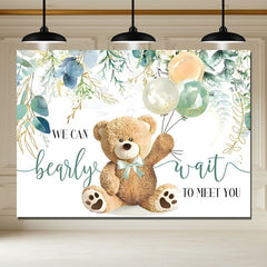 Layoris Bear Baby Shower Backdrop We Can Bearly Wait Green Leaves Banner