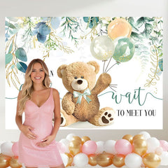 Layoris Bear Baby Shower Backdrop We Can Bearly Wait Green Leaves Banner