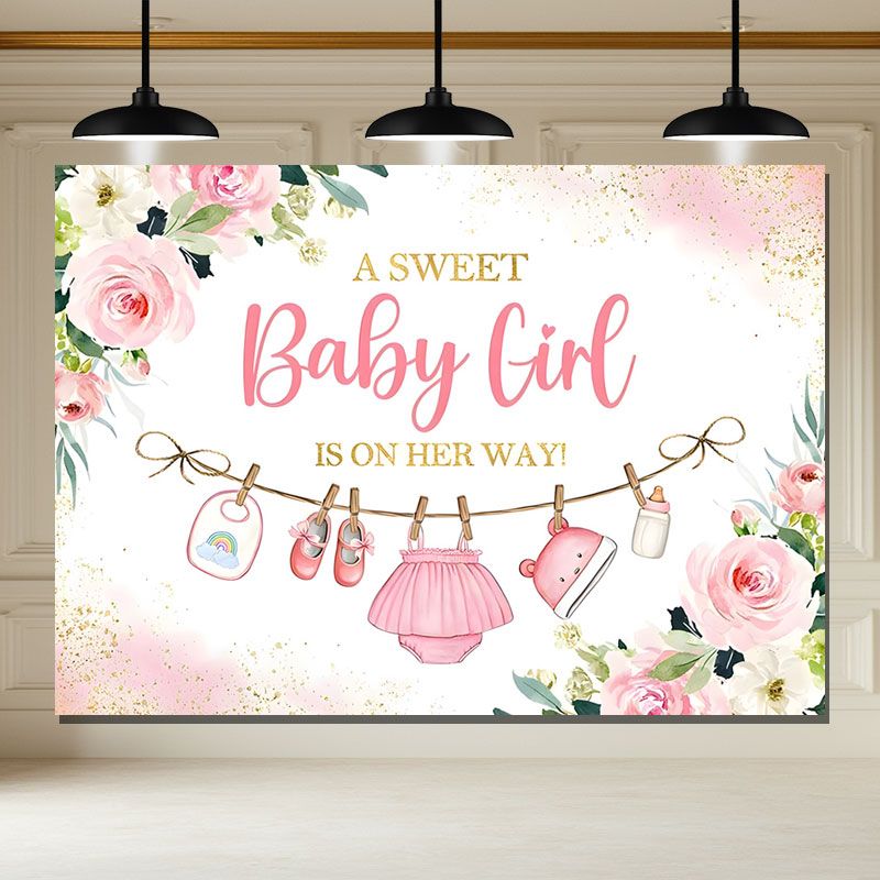 Layoris Girls Cute Clothes Baby Shower Backdrop Party Banner