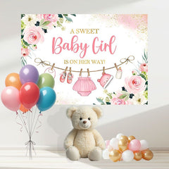 Layoris Girls Cute Clothes Baby Shower Backdrop Party Banner