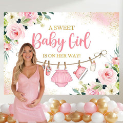 Layoris Girls Cute Clothes Baby Shower Backdrop Party Banner