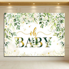 Layoris Greenery Boy Baby Shower Banner Sage Oh Baby Backdrop