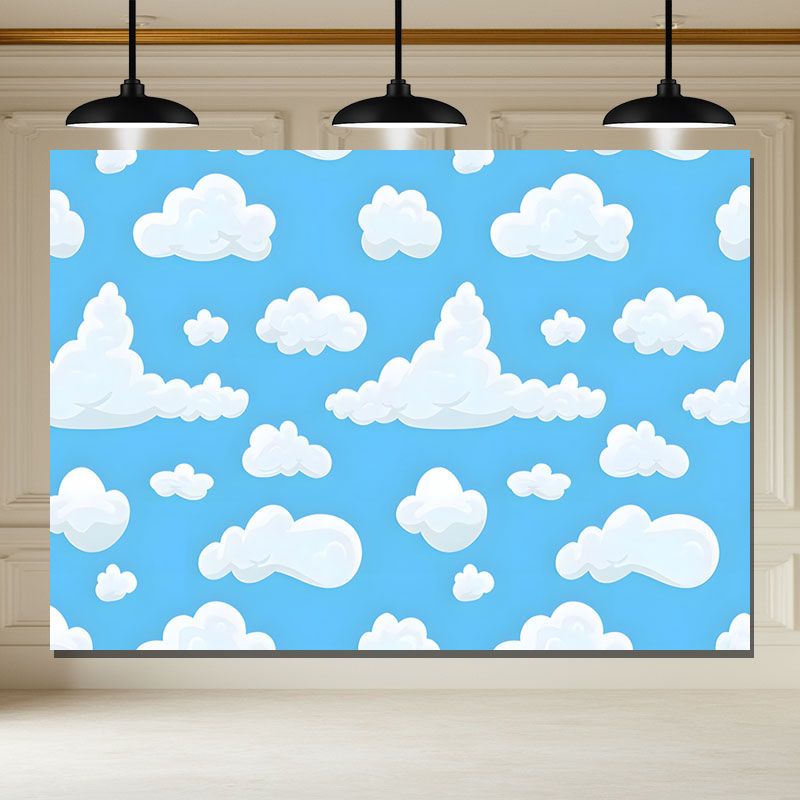 Layoris Blue Sky White Clouds Backdrop Kids Birthday Party Banner