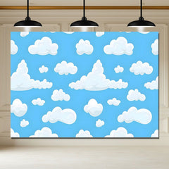 Layoris Blue Sky White Clouds Backdrop Kids Birthday Party Banner