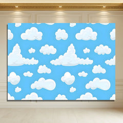 Layoris Blue Sky White Clouds Backdrop Kids Birthday Party Banner