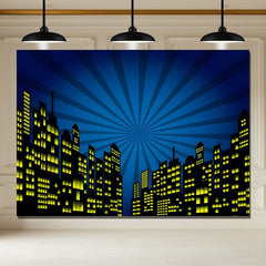 Layoris Cartoon Super City Backdrop Urban Night View Banner
