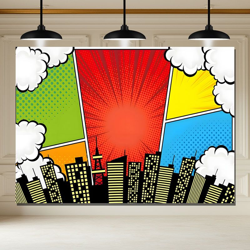 Layoris Super City Backdrop For Superhero Kids Birthday Banner