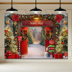 Layoris North Pole Burgundy Christmas Photo Backdrop