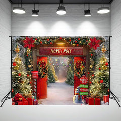 Layoris North Pole Burgundy Christmas Photo Backdrop