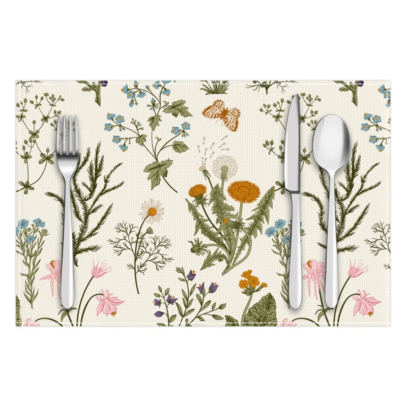 Layoris Tischset mit Frühlingsblumen und Schmetterlingen