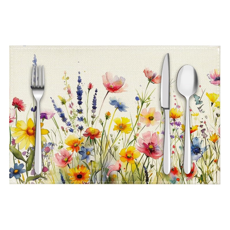 Layoris Colorful Watercolor Floral Placemat Set